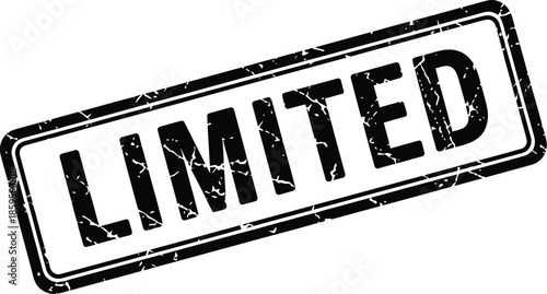 Fotografie Black stamp with the word limited inside a rectangle on transparent background