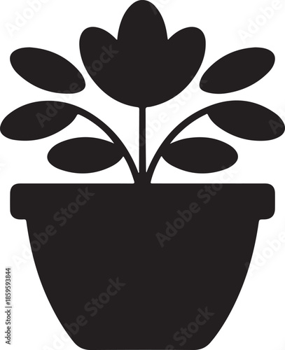 Simple Silhouette Potted Flower Icon