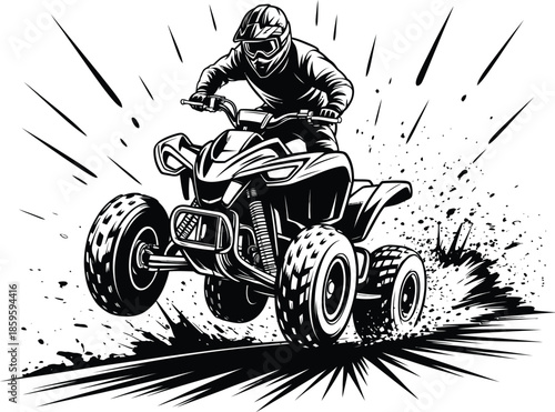 Atv rider in action Vector