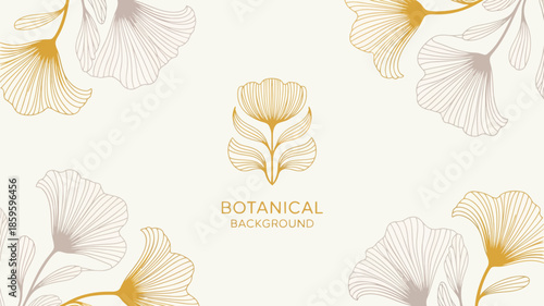 Elegant botanical background with gold floral patterns