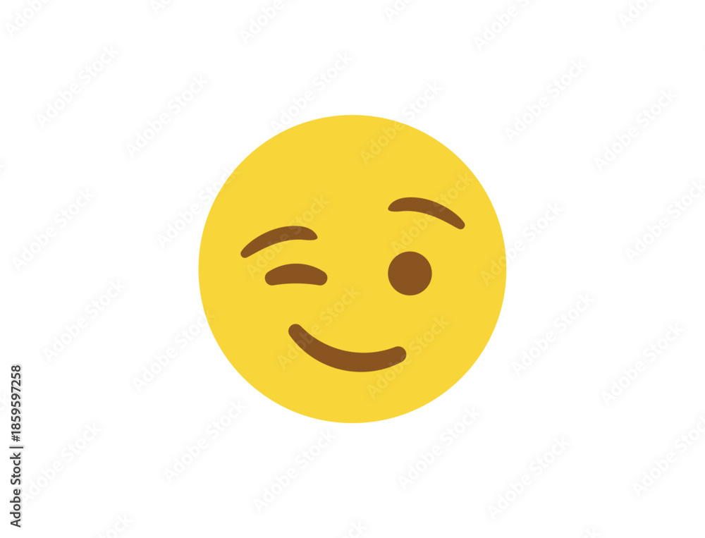 Fototapeta premium wink winking face emoji fun smile smiling emoji symbol sign icon vector illustration isolated flat playful, flirting, 
