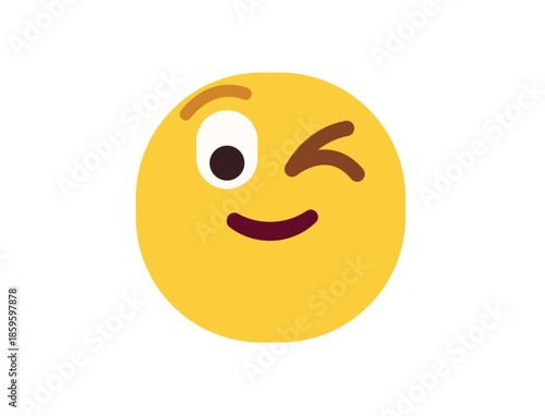 wink winking face emoji fun smile smiling emoji symbol sign icon vector illustration isolated flat playful, flirting, 