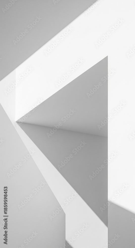 Fototapeta premium minimalist abstract featuring pure white geometric shapes with sharp shadows.