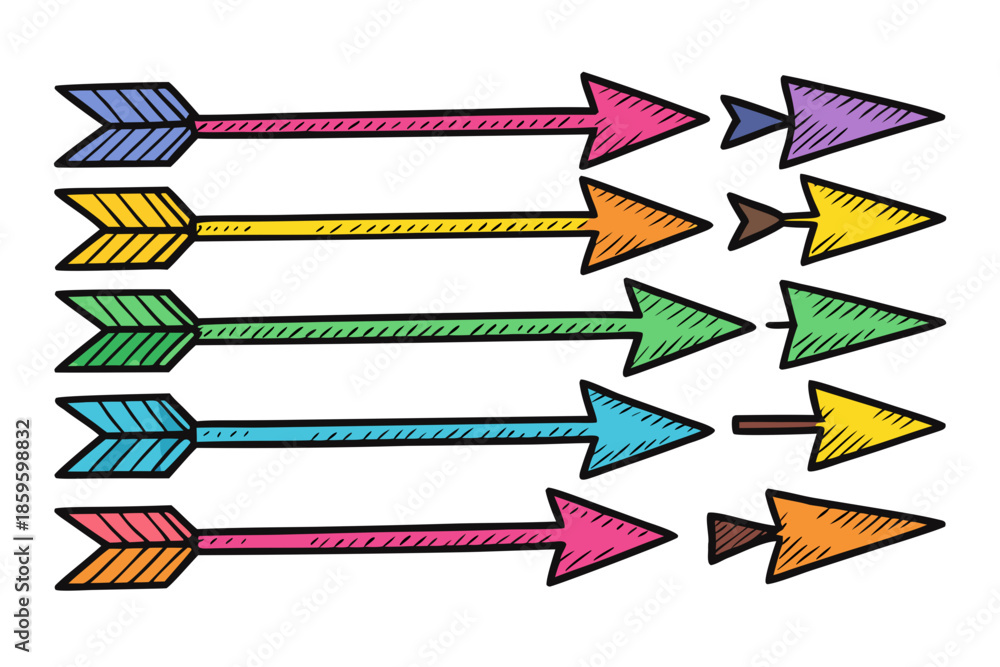 Fototapeta premium A set of simple line art illustrations. Vector. Pop. Simple arrow set.