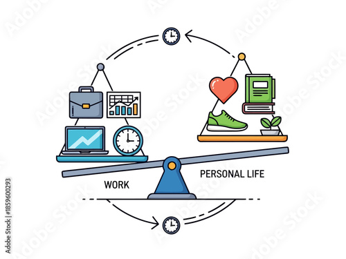Work Life Balance Concept Scales Weighing Career Against Personal Fulfillment