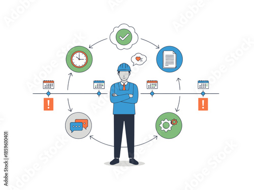 Engineer Overseeing Project Workflow and Management Lifecycle
