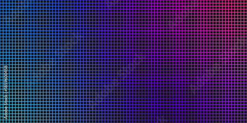 Neon pixel gradient bg. Blue, pink and purple gradient background. Abstract digital pattern with square elements grid. Vibrant cyber futuristic texture. Modern vector illustration.