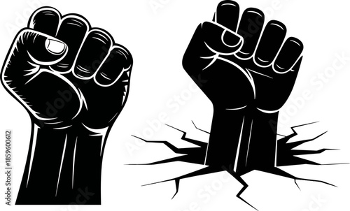 hand and fist. Raised Fist Power Symbol Vector silhouette for Protest and Social Justice