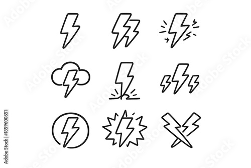 Collection of Lightning Bolt Icons on a Gradient Background