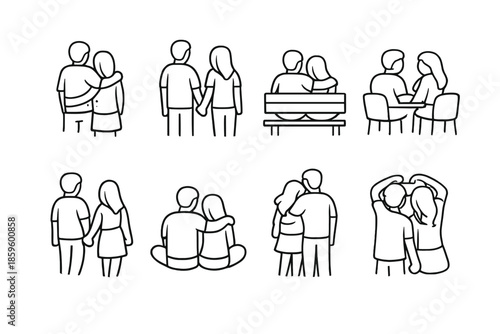 Romantic Couples Silhouette Icons