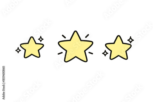 Three glowing yellow stars on a dark gray background