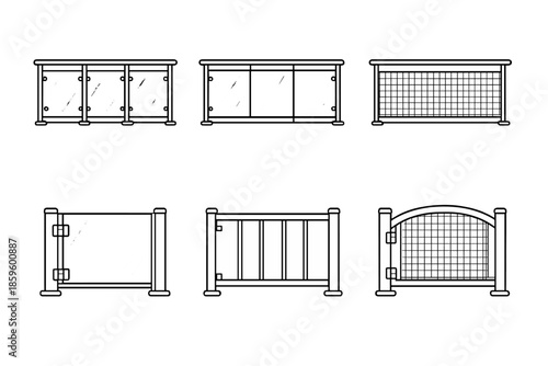 Set of six fence and railing designs