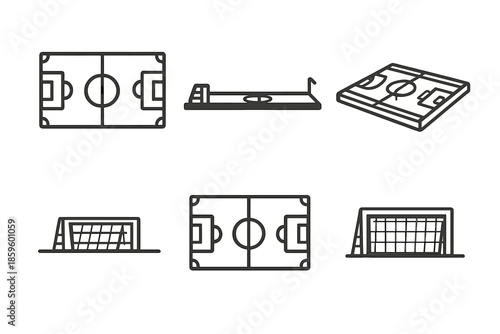 Collection of soccer field and goal icons