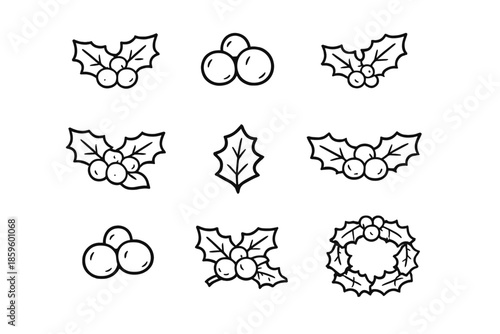 Christmas Holly Icons Collection