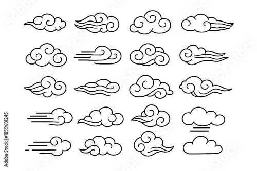 Set of stylized clouds