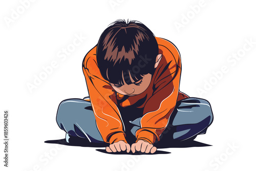 sad kid isolated illustration