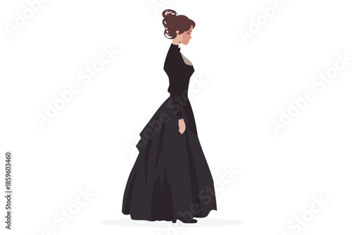 Woman in Vintage Victorian Dress isolated illustration