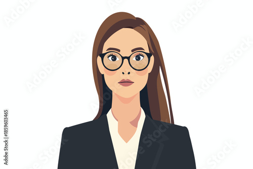 woman in business suit wearing glasses isolated illustration