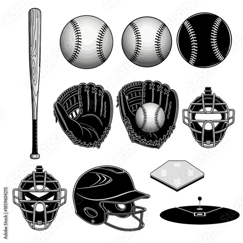 Baseball Equipment Set with Various Accessories.