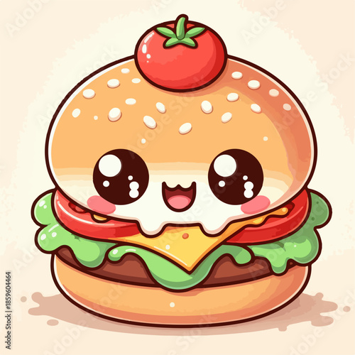 Cute cartoon hamburger illustration
