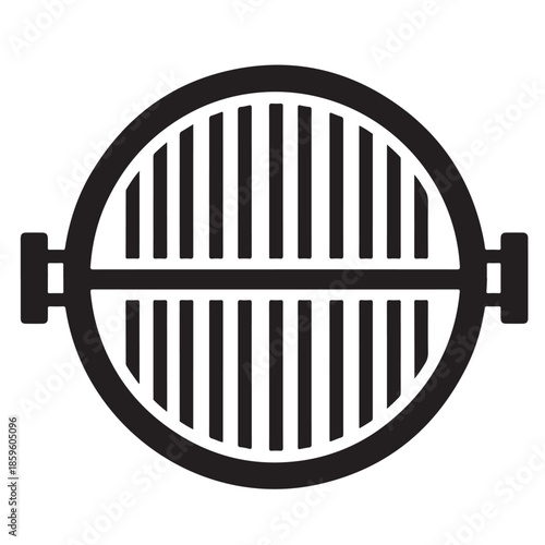 Barbecue grill top view icon vector illustration for bbq party outdoor cooking restaurant menu and picnic isolated on transparent background