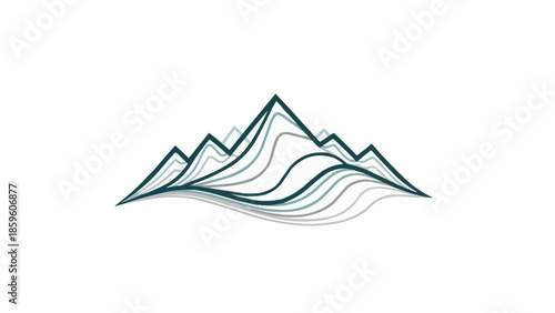 Abstract mountain range with flowing lines and waves.