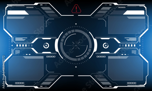 HUD sci-fi interface screen view white circular geometric design virtual futuristic technology creative display on blue vector