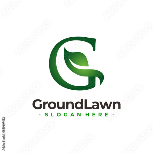 Letter G for Lawn Care with Leaf Logo Vector. Concept of environment, grass, landscape and lawn maintenance logo template design.