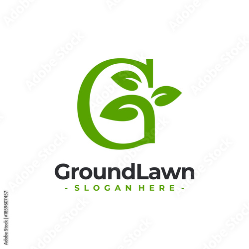 Letter G for Lawn Care with Leaf Logo Vector. Concept of environment, grass, landscape and lawn maintenance logo template design.