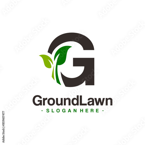 Letter G for Lawn Care with Leaf Logo Vector. Concept of environment, grass, landscape and lawn maintenance logo template design.