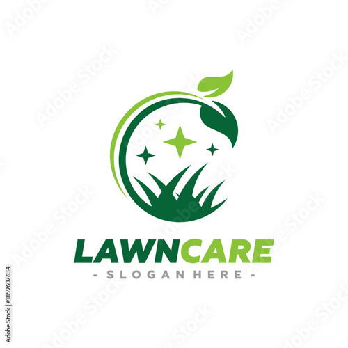 Lawn Care Service Logo Vector. Concept of landscaping, gardening and lawn maintenance logo template design.