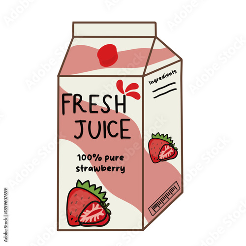 illustration box of a strawberry juice 