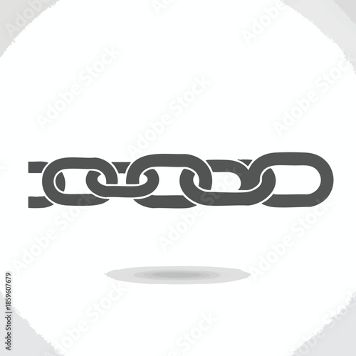 A grey chain graphic with links, on a white background with a shadow