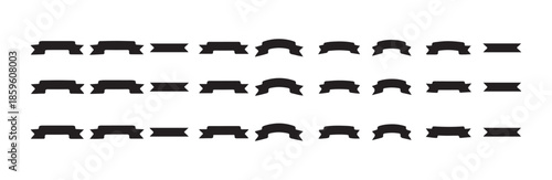 Three rows of distinct ribbon variations showcasing different middle cuts and edge styles for badges