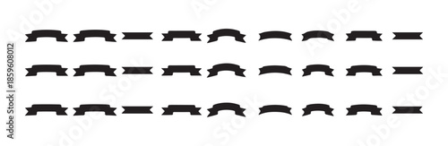Array of banner shapes arranged in three rows featuring various outward and inward curved endpoints