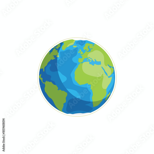 A simplified Earth illustration, with green landmasses, blue oceans, and a thin gold outline