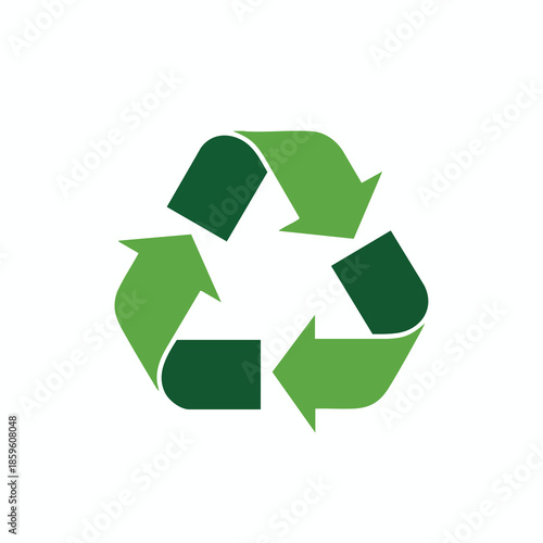 A simple two-tone green recycle icon with three arrows in a circular motion
