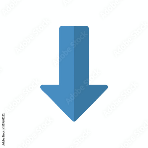 A downward-pointing blue arrow icon on a white background