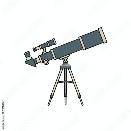 A cartoon-style telescope on a tripod, ready for stargazing