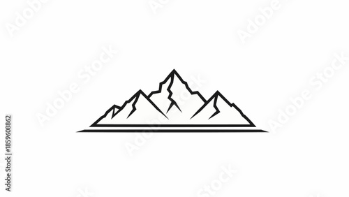 Minimalist mountain range line art graphic design.