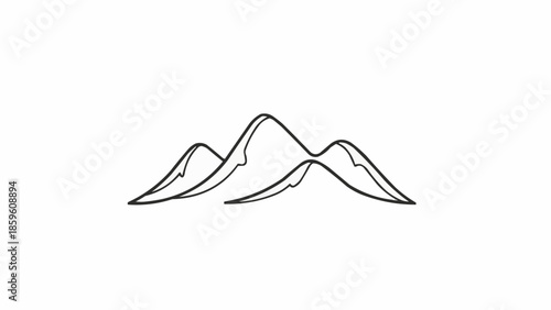 Minimalist hand drawn mountain range outline simple line art.