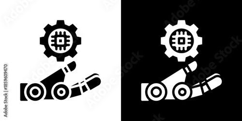 Robotic Icon Set Vector Collection Isolated In Black And White