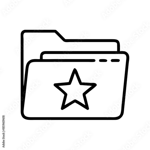 Outline of a folder with a star icon for favorites  