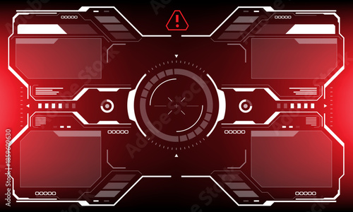 HUD sci-fi interface screen view white circular geometric design virtual futuristic technology creative display on red vector
