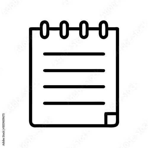 Blank notepad with lines and spiral binding on white background  