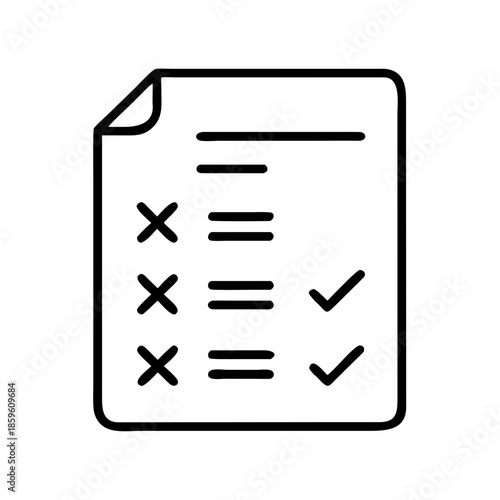 Checklist with checkmarks and crosses on white background  