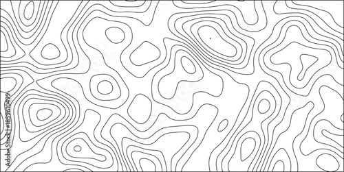 Black and white abstract topographic contour lines creating a sparse, organic pattern on a white background, perfect for minimalist design, textures, and conceptual art