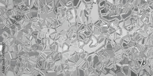 Abstract monochrome background with a crystalline, faceted geometric pattern, featuring varying shades of grey and white, suggesting a fractured or icy surface, perfect for unique design elements
