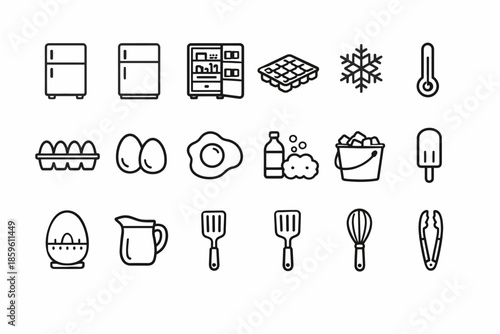 Essential kitchen icons for cooking and food storage