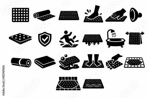 Anti-slip mat icons: safety features for bathrooms and floors